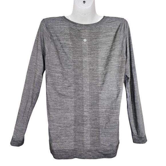 Lululemon Women's Swiftly Breeze Long Sleeve Top Relaxed Fit Striped Gray 4 - Picture 2 of 10